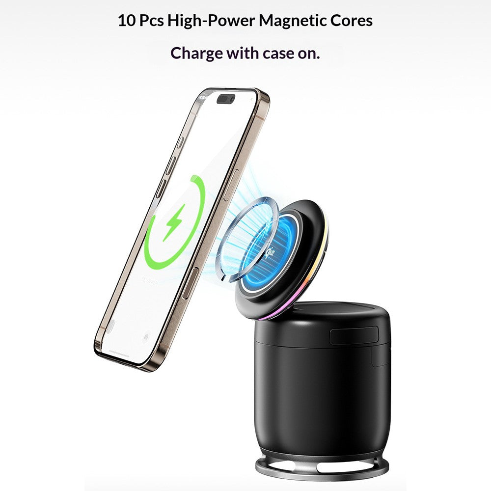 5-in-1 Qi2 Magnetic Wireless Charger with Bluetooth Speaker & RGB Light
