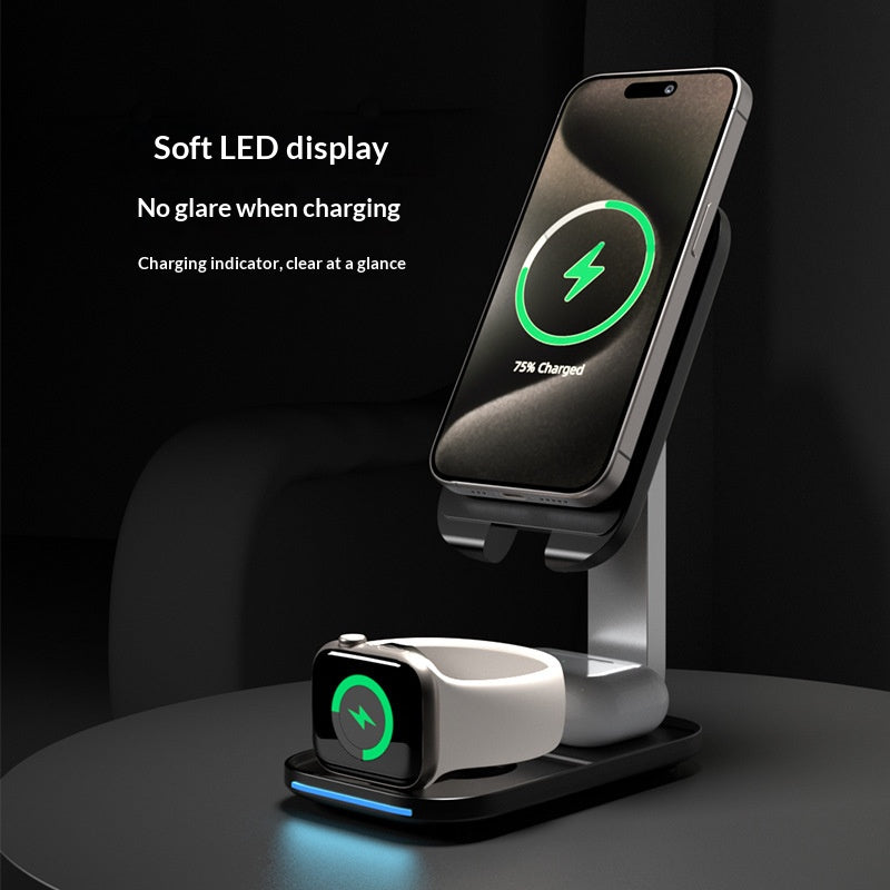 3-in-1 Foldable Magnetic Wireless Charging Stand – Phone, Smart Watch & Earbuds