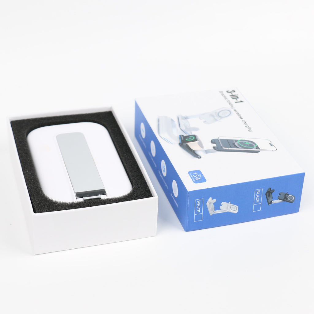 3-in-1 Foldable Magnetic Wireless Charging Stand – Phone, Smart Watch & Earbuds
