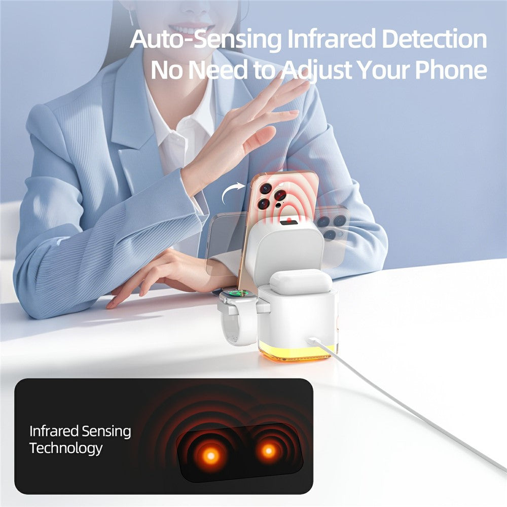 5-in-1 Qi2 Foldable Wireless Charger with Retractable Cable & LED Night Light