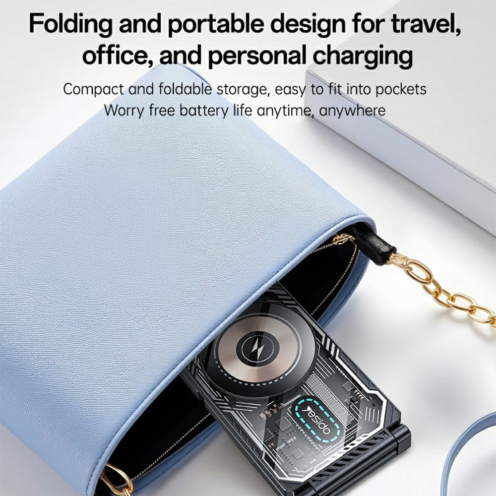 YESIDO DS25 3-in-1 Folding Magnetic Wireless Charger – MagSafe Compatible