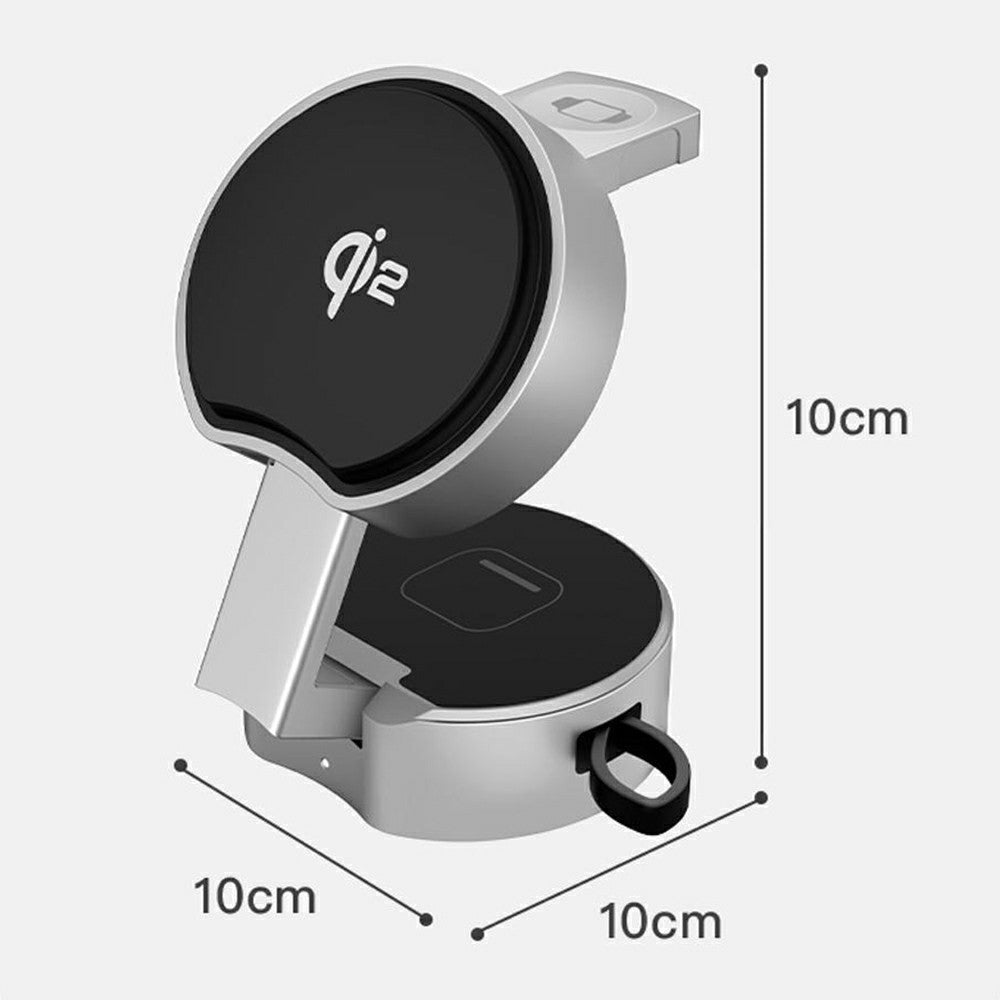 3-in-1 Foldable Qi2 Wireless Charger with 80cm Retractable Cable