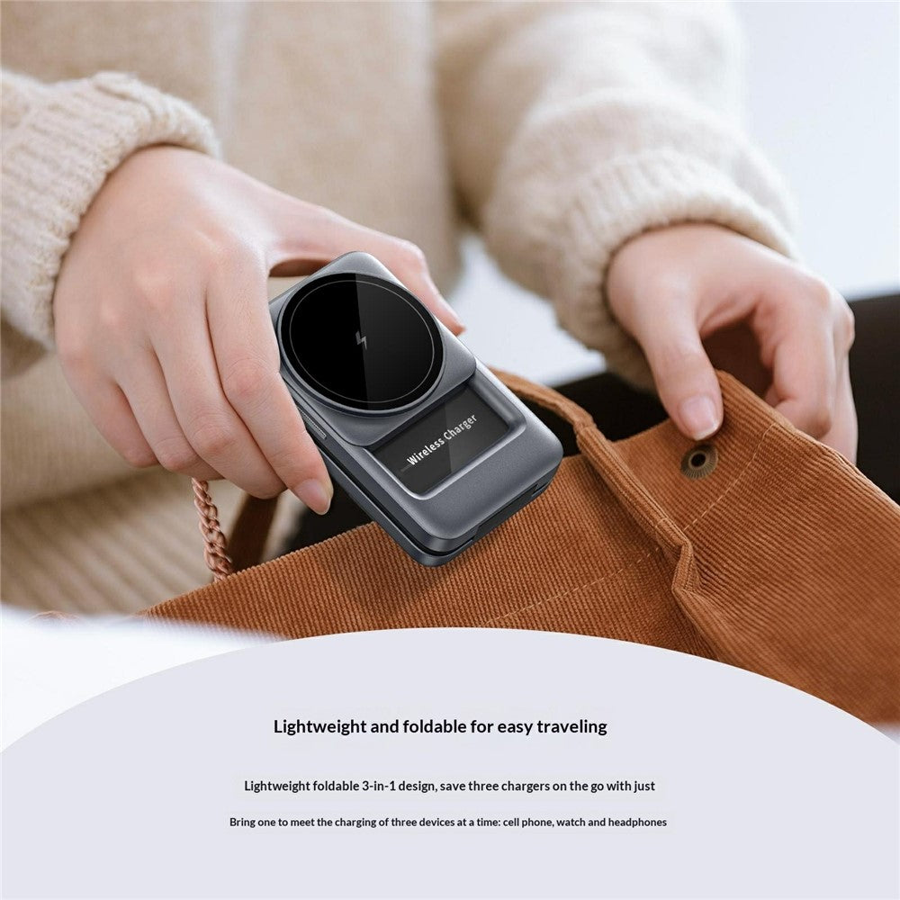 3-in-1 Magnetic Wireless Charger with Ambient Light – Foldable, Phone, Watch & Earbuds