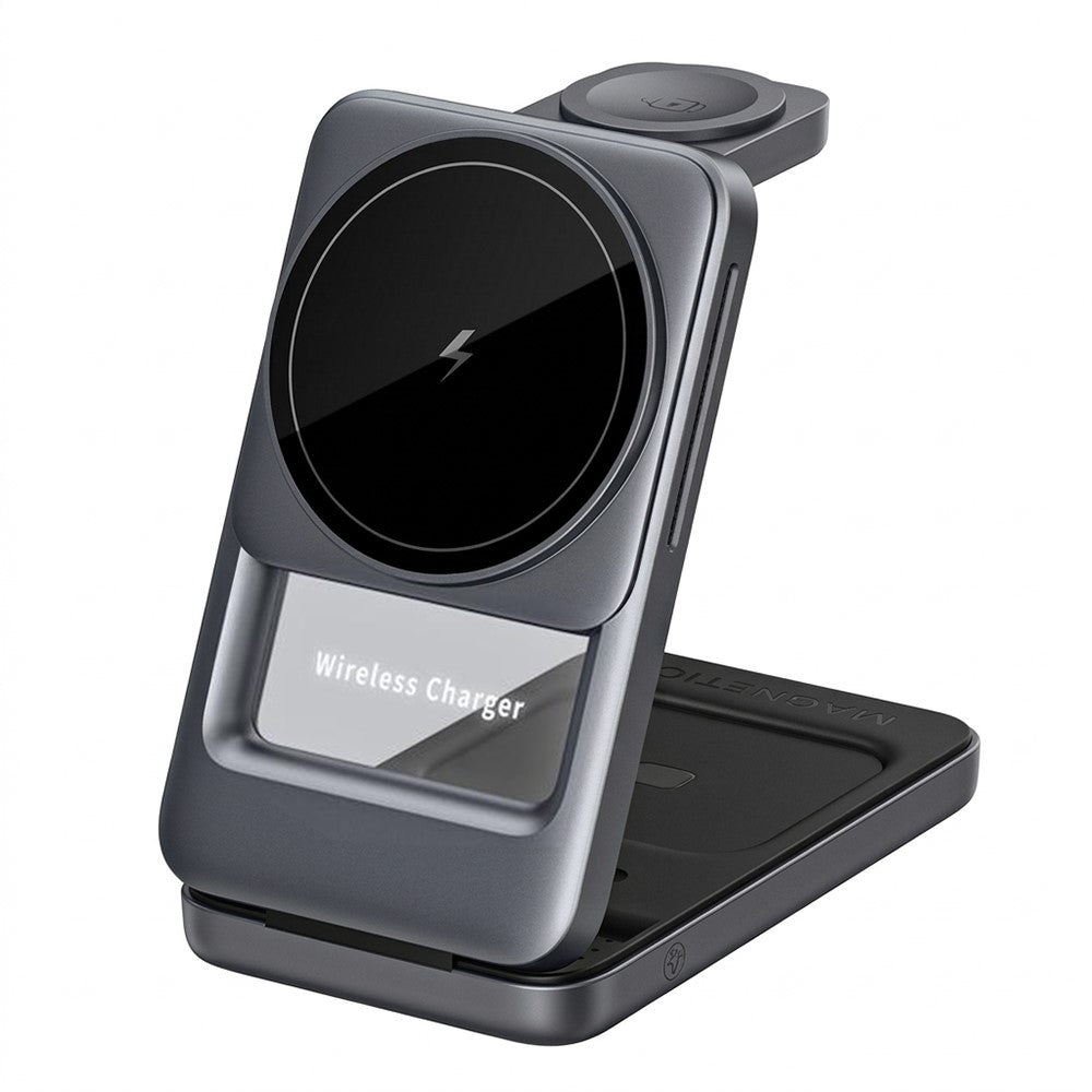 3-in-1 Magnetic Wireless Charger with Ambient Light – Foldable, Phone, Watch & Earbuds