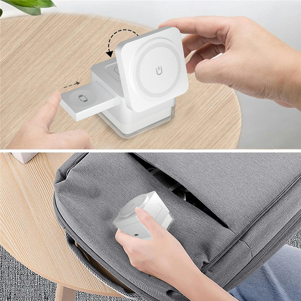 3-in-1 Magnetic Wireless Charging Dock with RGB Light – Foldable, for iPhone, Watch & AirPods
