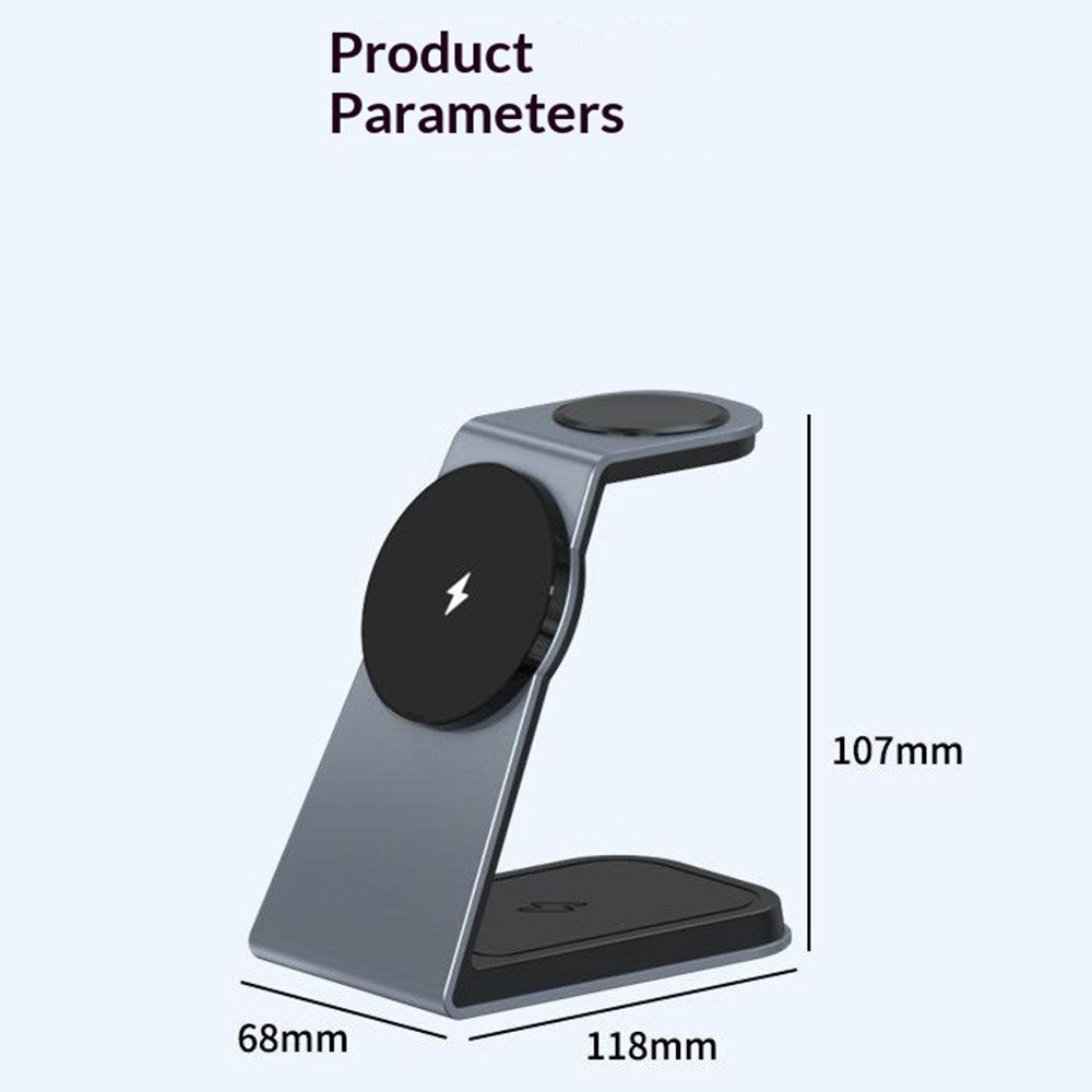 3-in-1 Qi2 Magnetic Wireless Charger Desktop Stand – Phone, Watch & AirPods