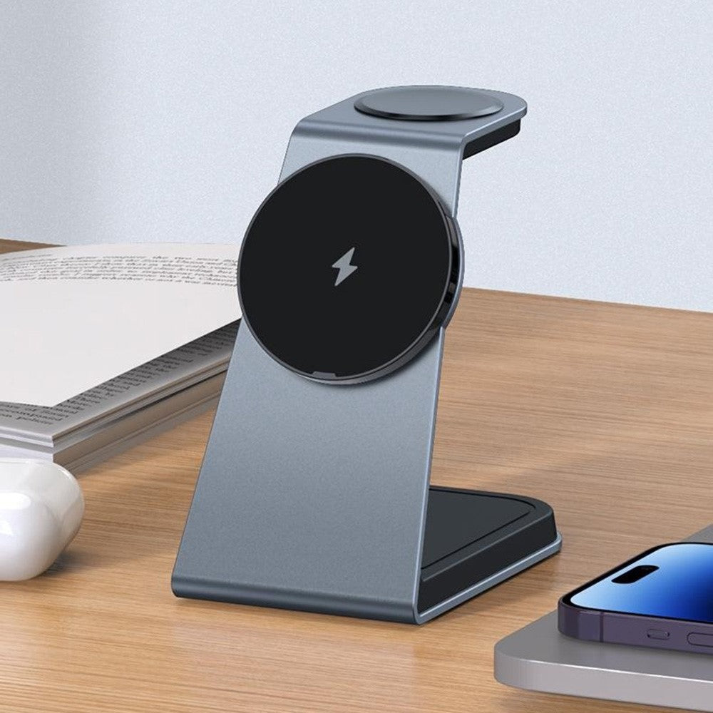 3-in-1 Qi2 Magnetic Wireless Charger Desktop Stand – Phone, Watch & AirPods