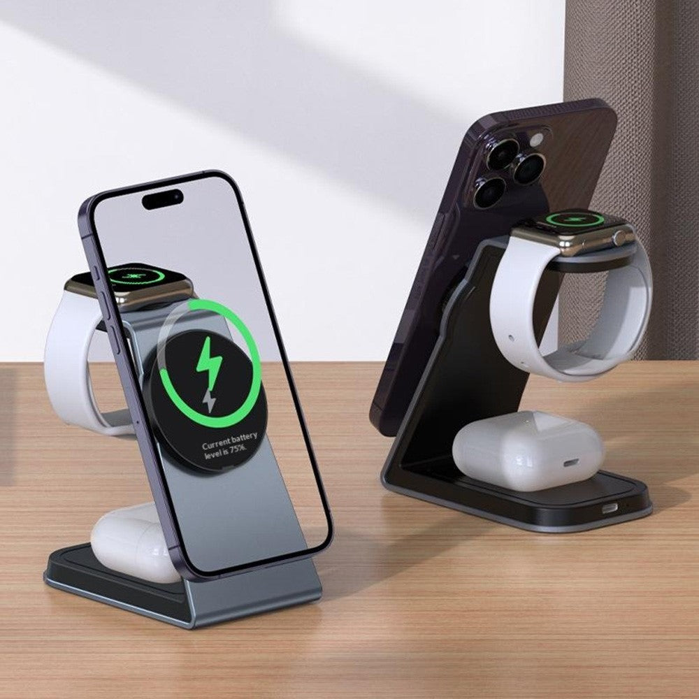3-in-1 Qi2 Magnetic Wireless Charger Desktop Stand – Phone, Watch & AirPods