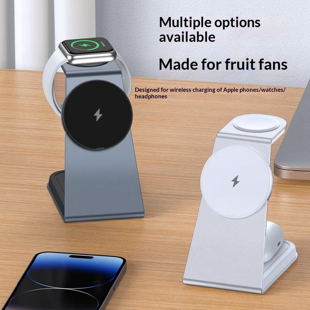 3-in-1 Qi2 Magnetic Wireless Charger Desktop Stand – Phone, Watch & AirPods