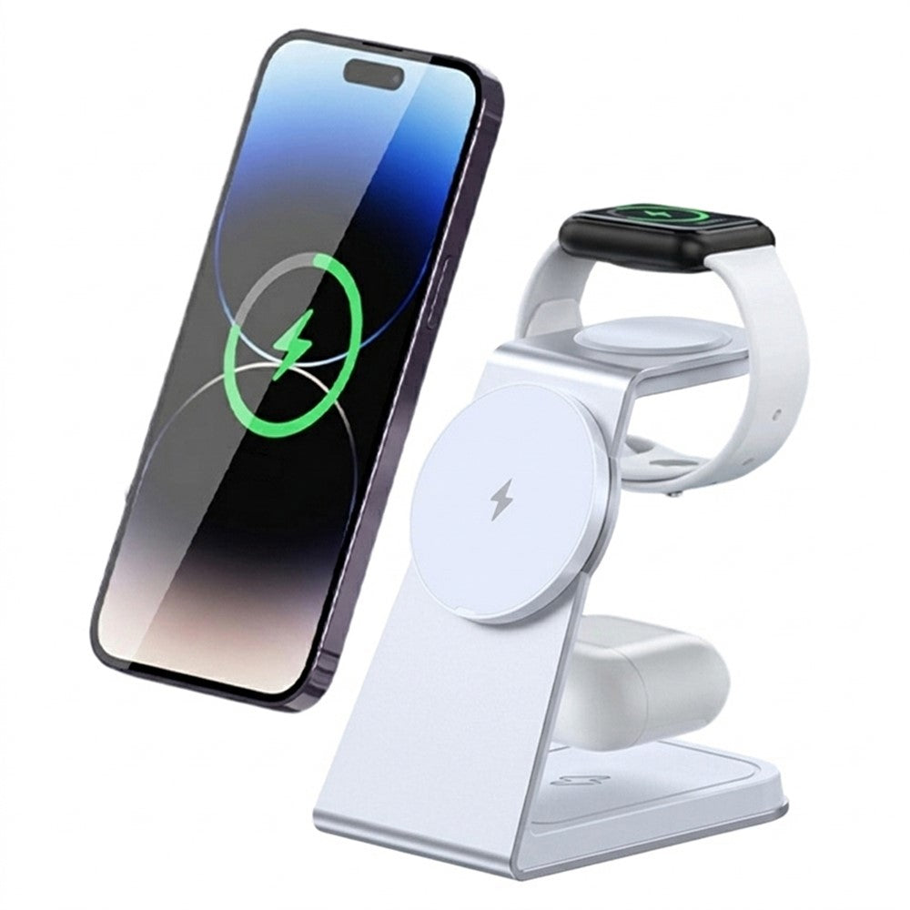 3-in-1 Qi2 Magnetic Wireless Charger Desktop Stand – Phone, Watch & AirPods