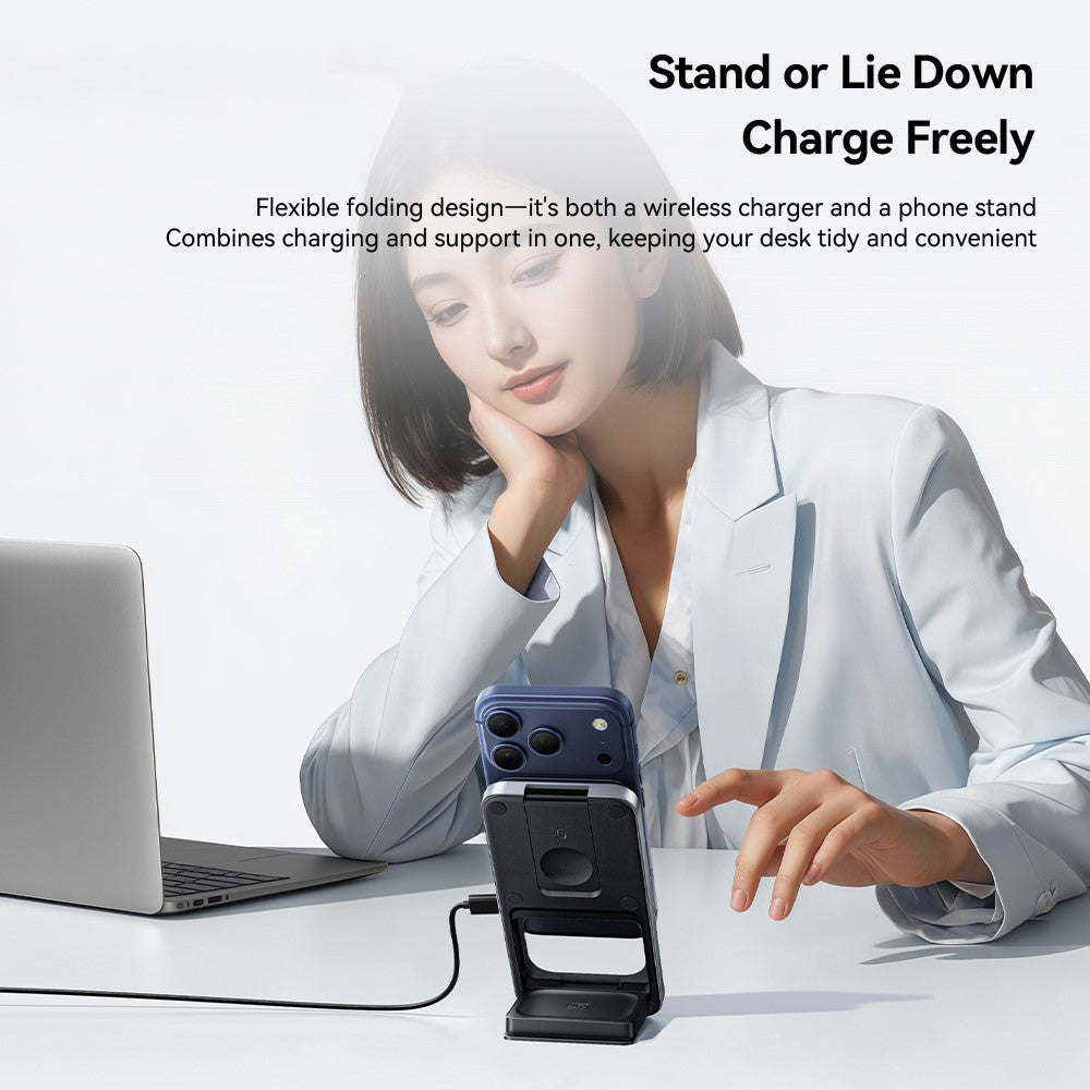 ESSAGER 3-in-1 Foldable Wireless Charger – 15W Fast Charging for Phone, Watch & Earbuds