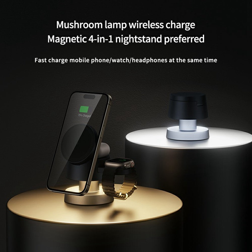 4-in-1 Magnetic Wireless Charging Stand with Night Light – for iPhone, Apple Watch & AirPods