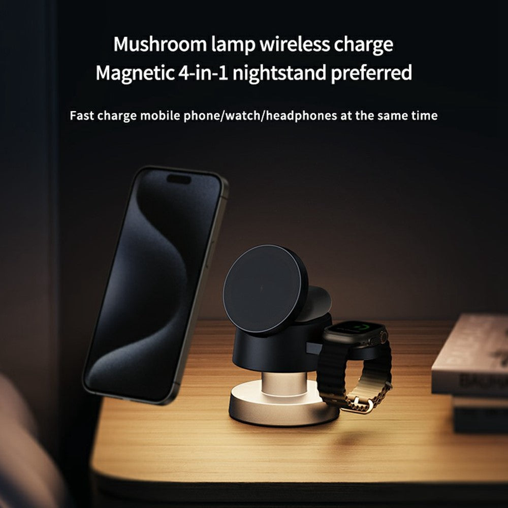 4-in-1 Magnetic Wireless Charging Stand with Night Light – for iPhone, Apple Watch & AirPods