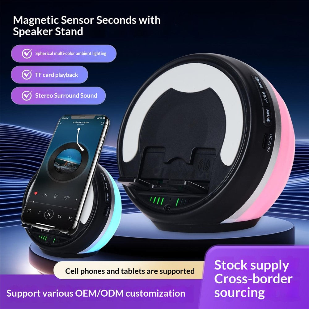 F36 Bluetooth Speaker with Phone Stand – Magnetic Induction, RGB Light