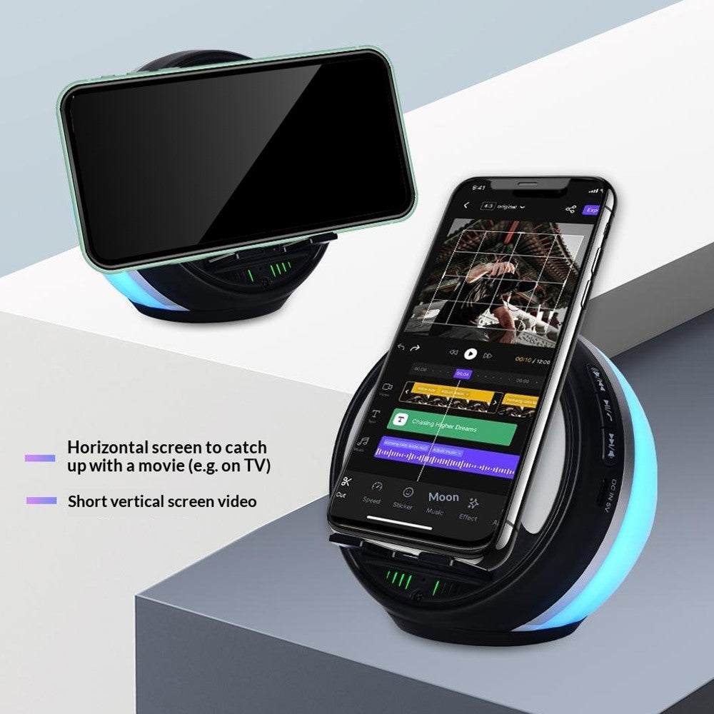 F36 Bluetooth Speaker with Phone Stand – Magnetic Induction, RGB Light