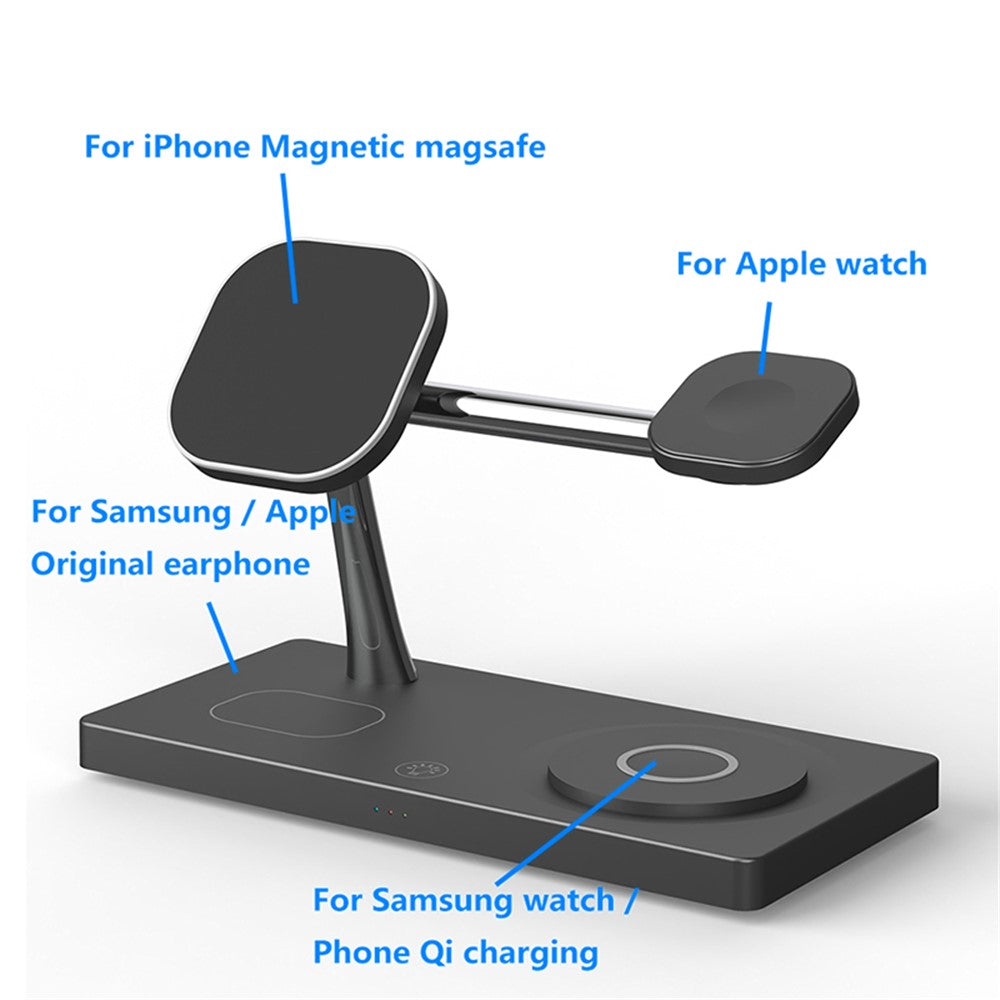 4-Position Magnetic Wireless Charging Station with Night Light & USB Output