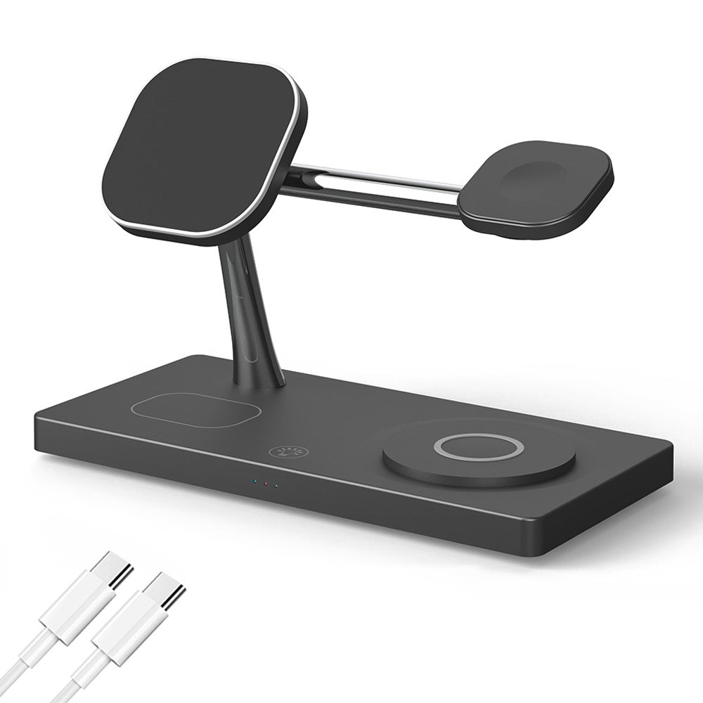 4-Position Magnetic Wireless Charging Station with Night Light & USB Output