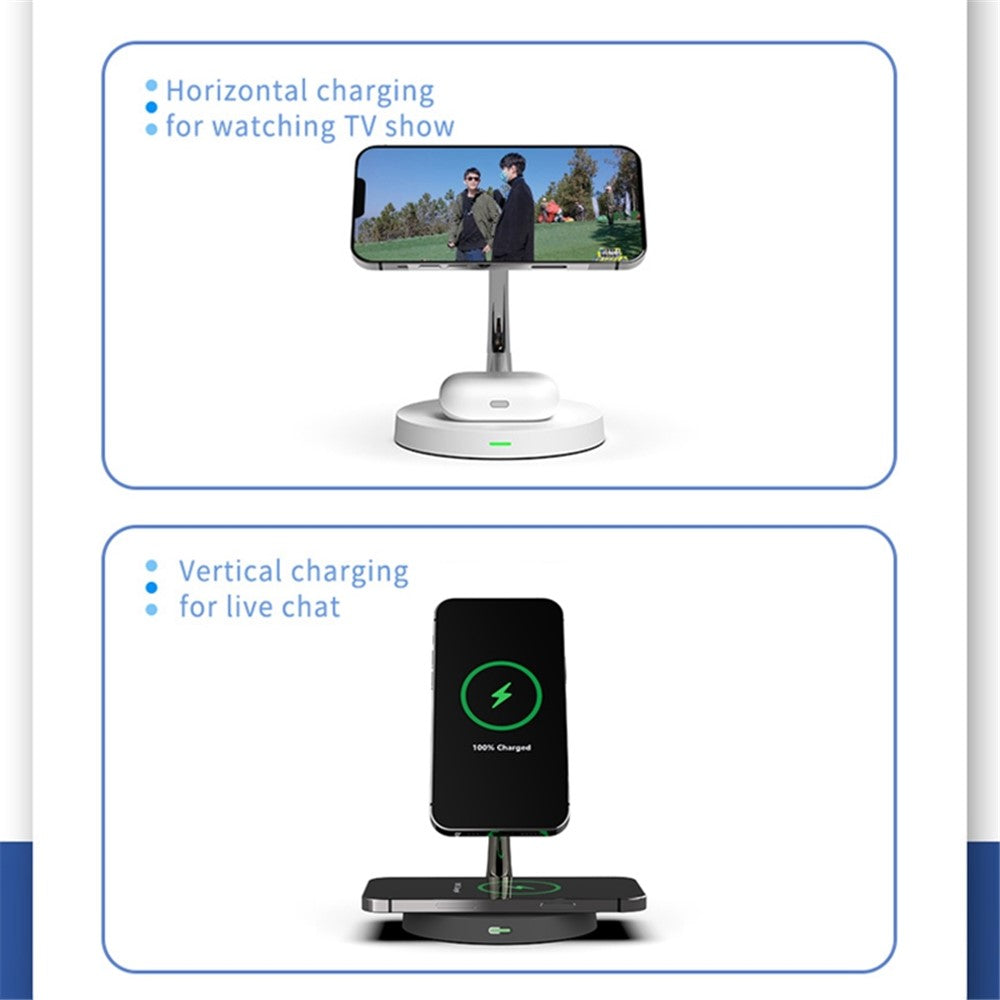 15W Magnetic Wireless Charging Station with Night Light – QI Certified