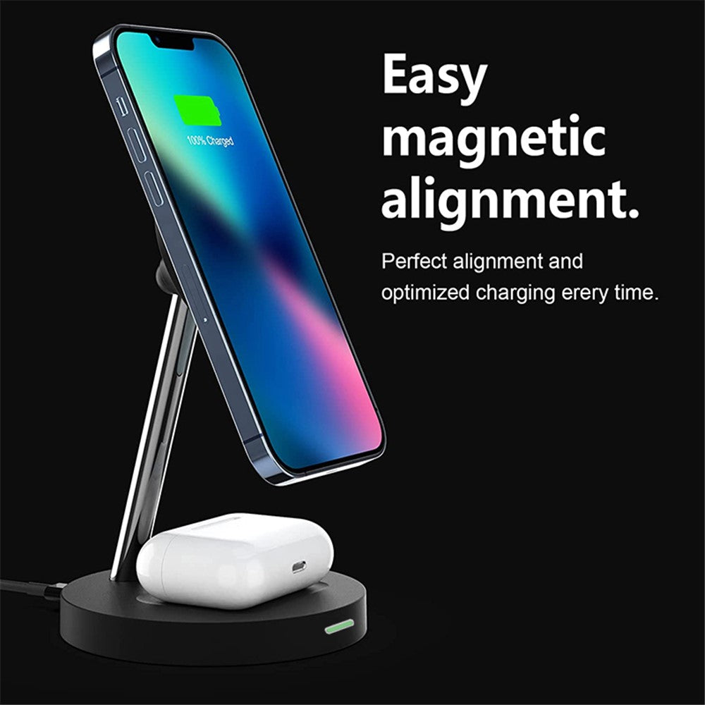 15W Magnetic Wireless Charging Station with Night Light – QI Certified