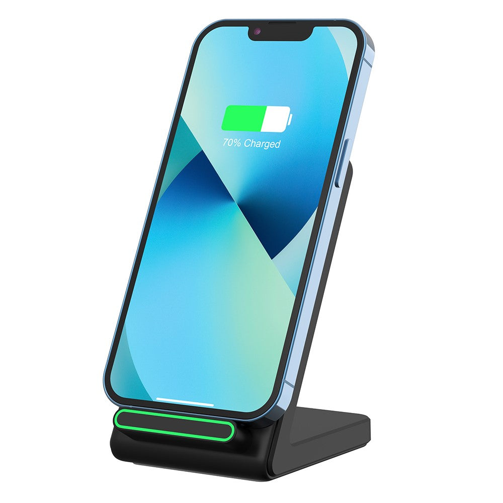 2-in-1 Wireless Charger & Phone Stand – 15W Fast Charging, Wide Compatibility
