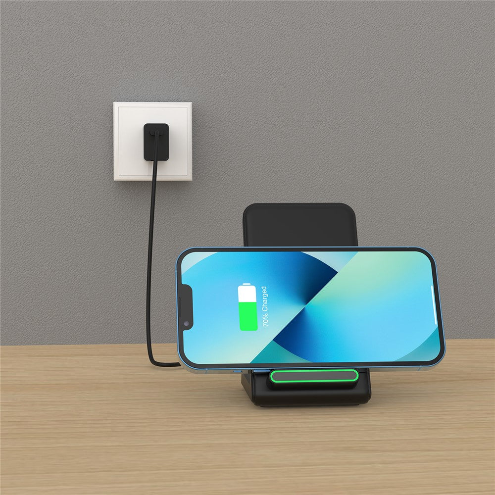 2-in-1 Wireless Charger & Phone Stand – 15W Fast Charging, Wide Compatibility