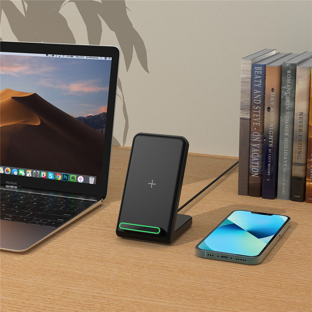 2-in-1 Wireless Charger & Phone Stand – 15W Fast Charging, Wide Compatibility