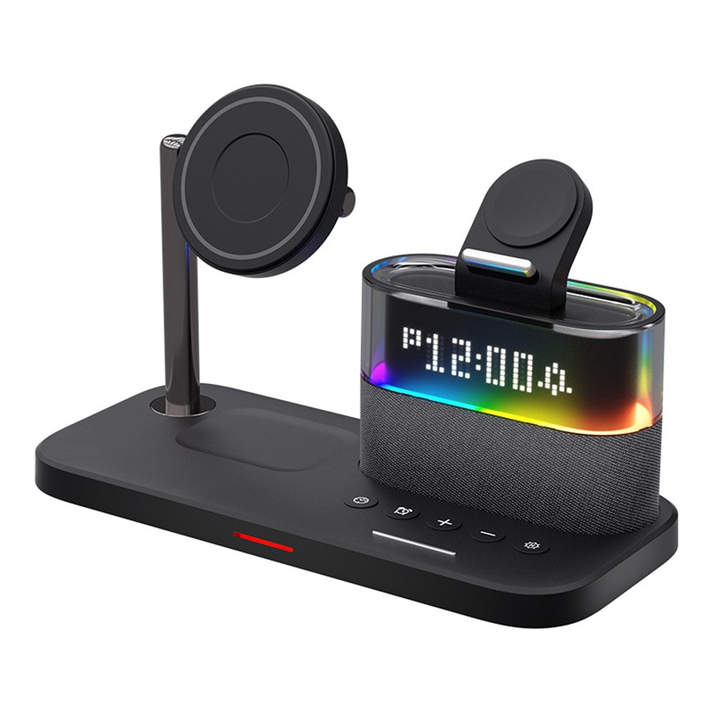 Magnetic Wireless Charging Station with Alarm Clock & Night Light – Phone, AirPods & Apple Watch