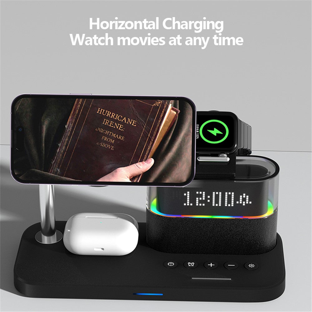 Magnetic Wireless Charging Station with Alarm Clock & Night Light – Phone, AirPods & Apple Watch