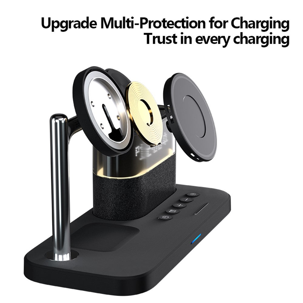 Magnetic Wireless Charging Station with Alarm Clock & Night Light – Phone, AirPods & Apple Watch