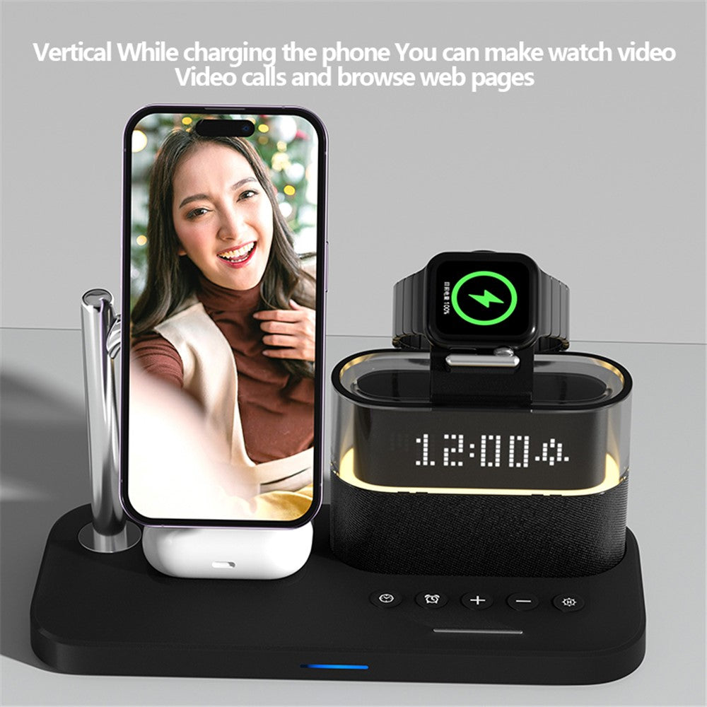 Magnetic Wireless Charging Station with Alarm Clock & Night Light – Phone, AirPods & Apple Watch