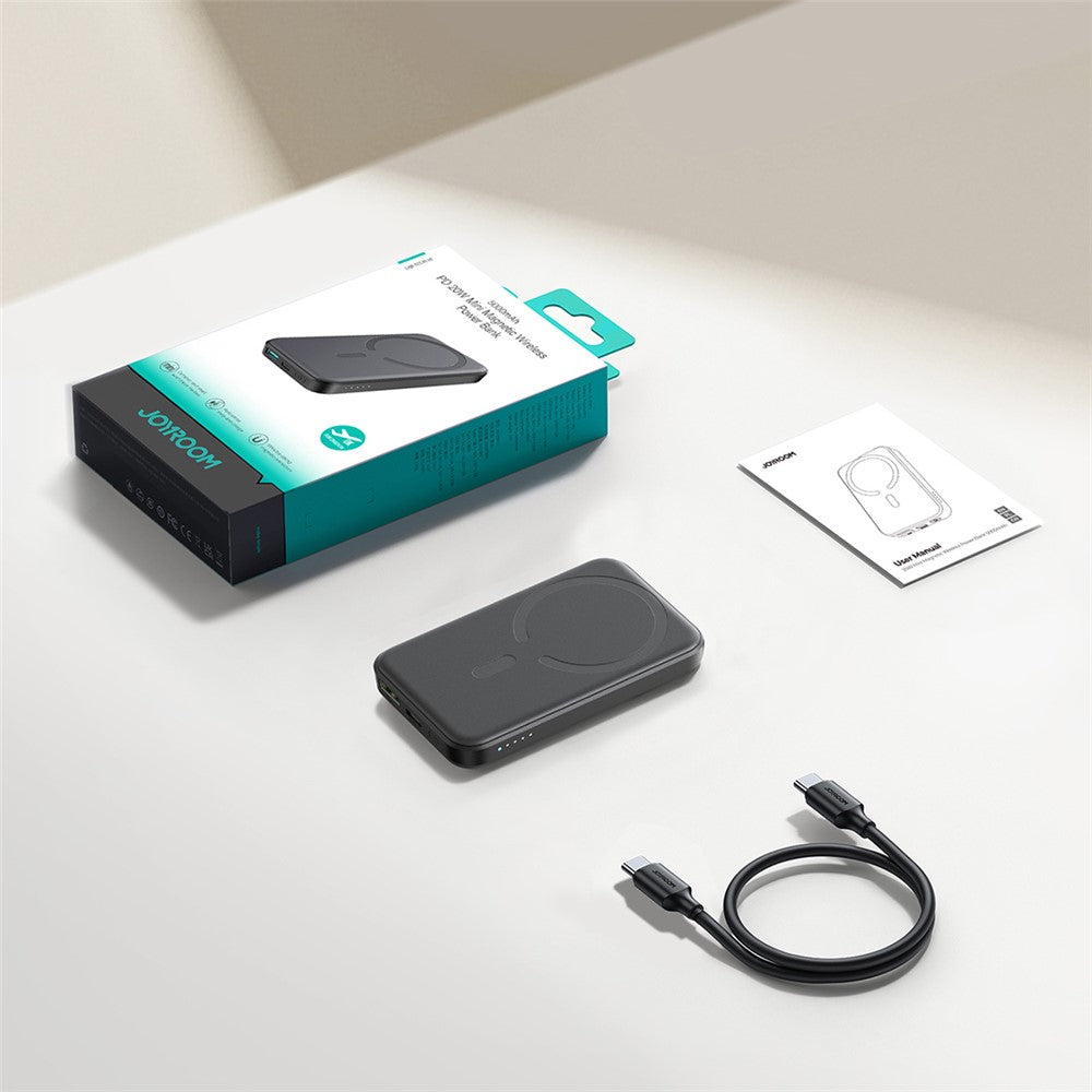JOYROOM JR-W020 Mini 20W Fast Charging Magnetic Wireless Power Bank 5000mAh, Black