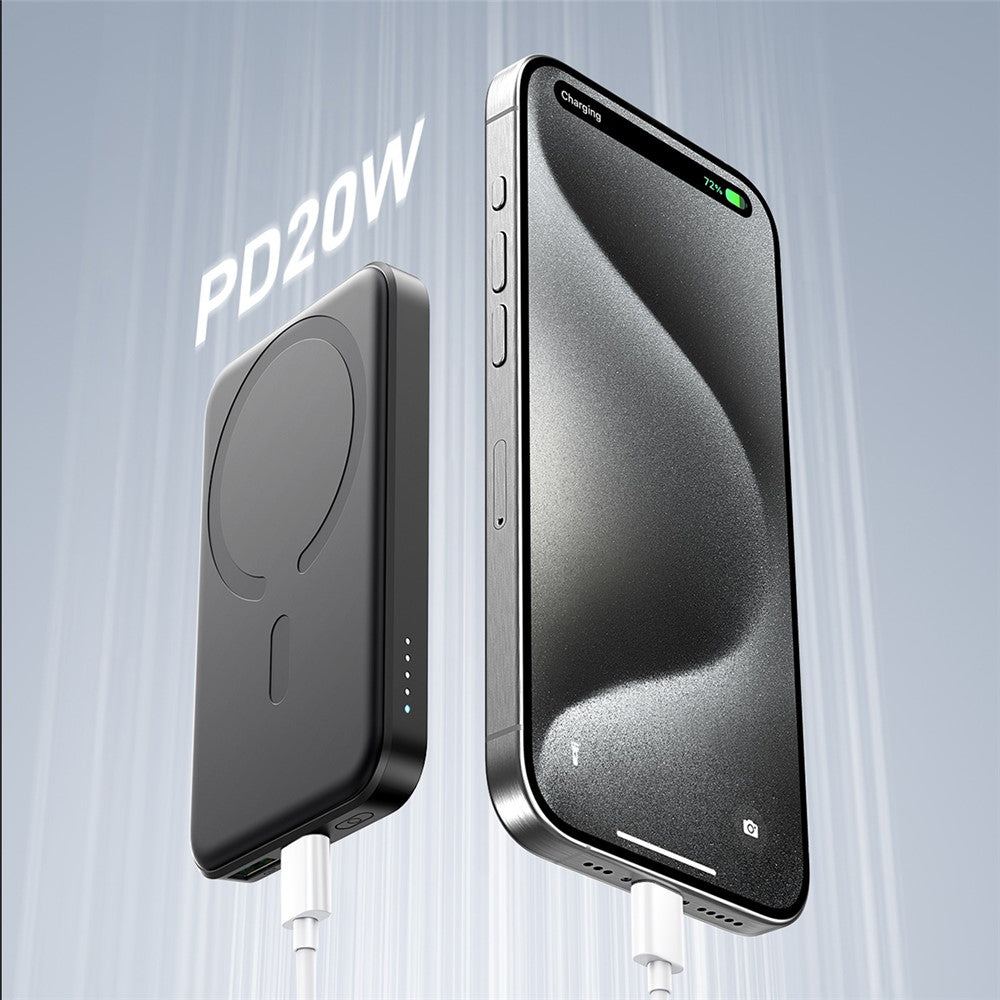 JOYROOM JR-W020 Mini 20W Fast Charging Magnetic Wireless Power Bank 5000mAh, Black