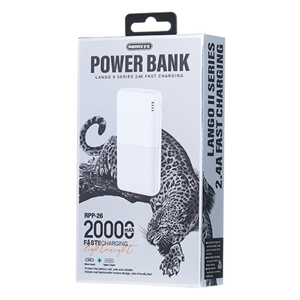 REMAX RPP-26 Lango II Series 2.4A Fast Charging Power Bank 20000mAh Portable Phone Charger