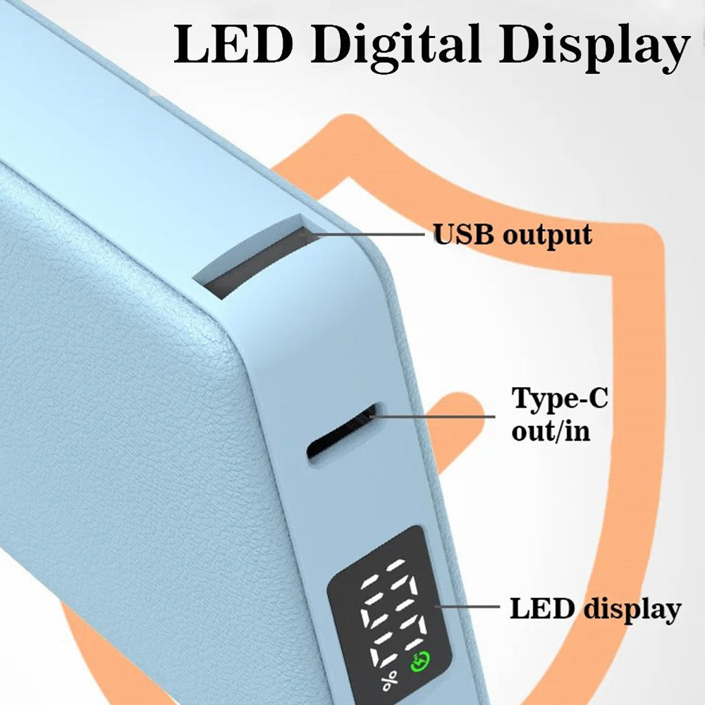 E42A 10000mAh Power Bank Leather External Battery Pack Magnetic Wireless Charger