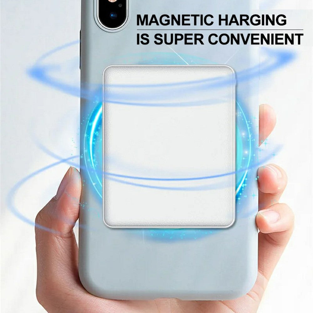 E42A 10000mAh Power Bank Leather External Battery Pack Magnetic Wireless Charger