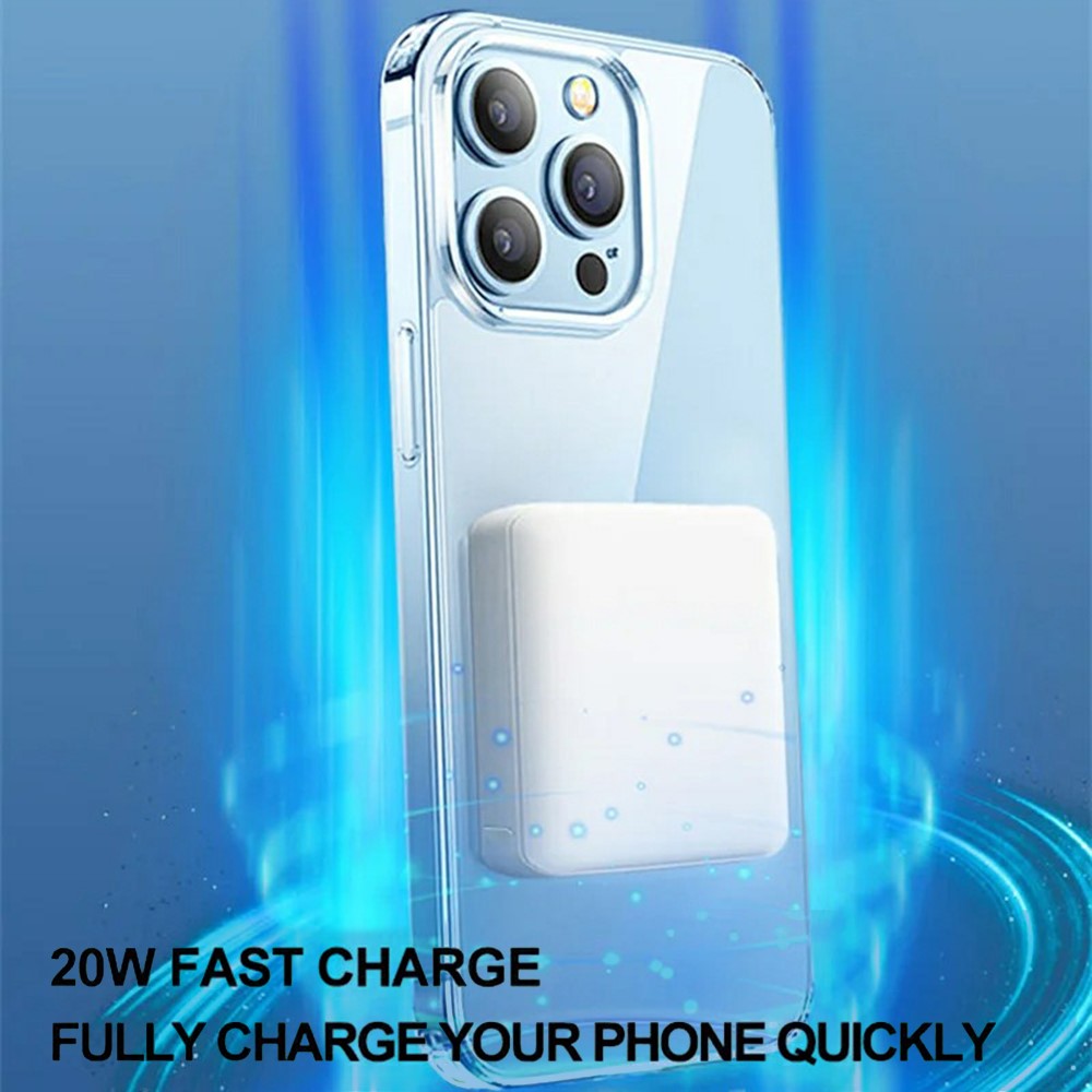 E42A 10000mAh Power Bank Leather External Battery Pack Magnetic Wireless Charger