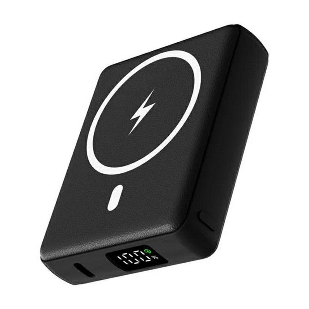E42A 10000mAh Power Bank Leather External Battery Pack Magnetic Wireless Charger