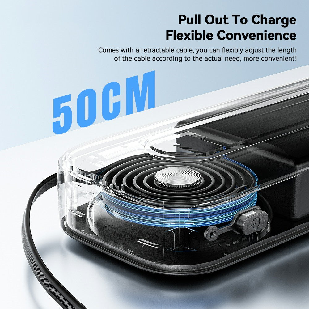 ESSAGER 10000mAh Power Bank Digital Display Portable Charger with Retractable Type C Cable