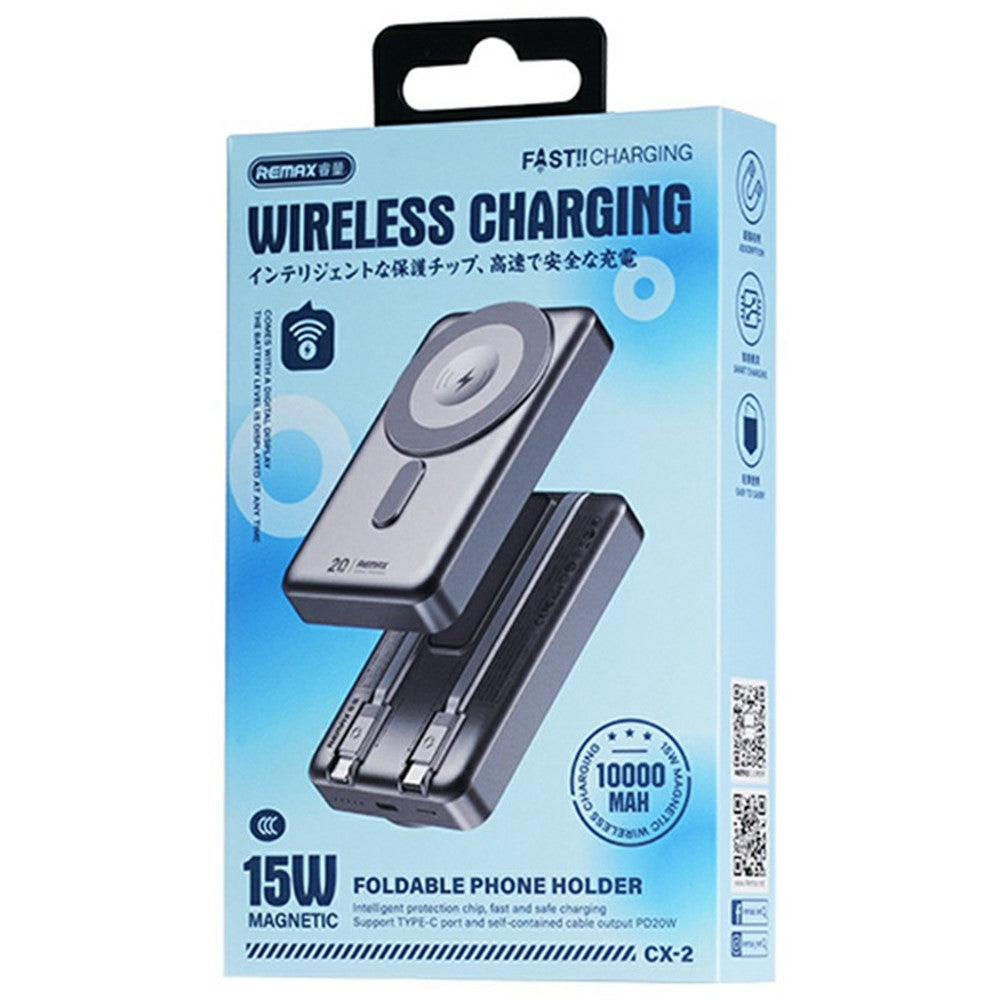 REMAX CX-2 10000mAh Power Bank 15W Wireless Charging Phone External Battery with Stand