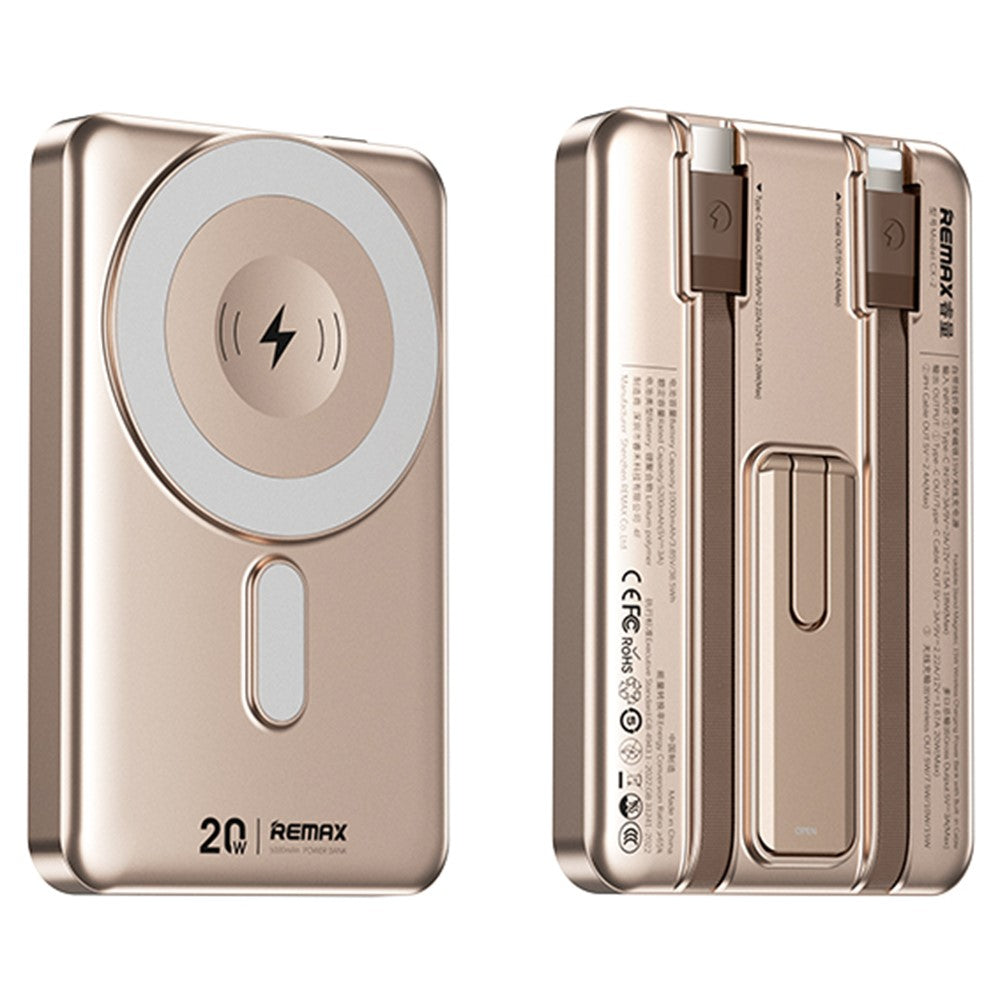 REMAX CX-2 10000mAh Power Bank 15W Wireless Charging Phone External Battery with Stand