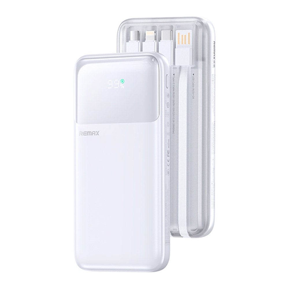 REMAX FCP-1 10000mAh Power Bank LED Digital Display 20W + 22.5W Fast Charging Mobile Charger Built-In Cable