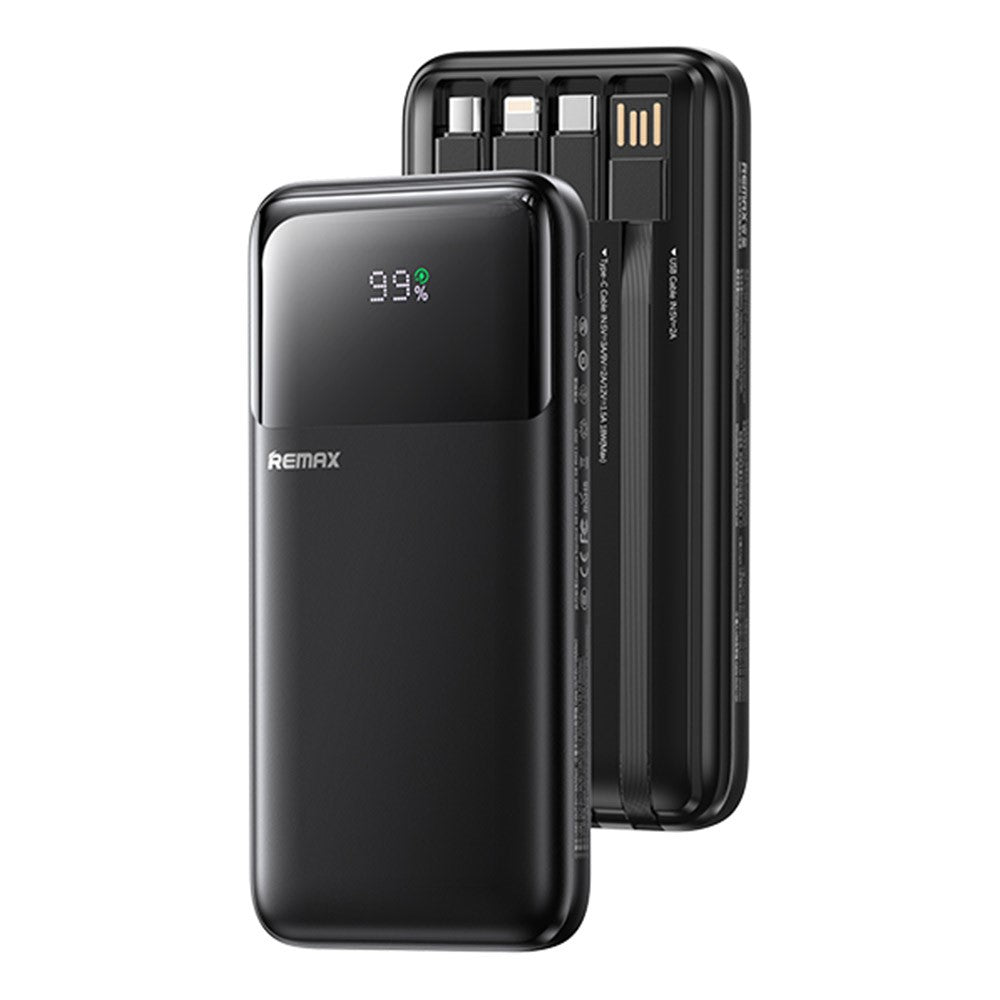 REMAX FCP-1 10000mAh Power Bank LED Digital Display 20W + 22.5W Fast Charging Mobile Charger Built-In Cable