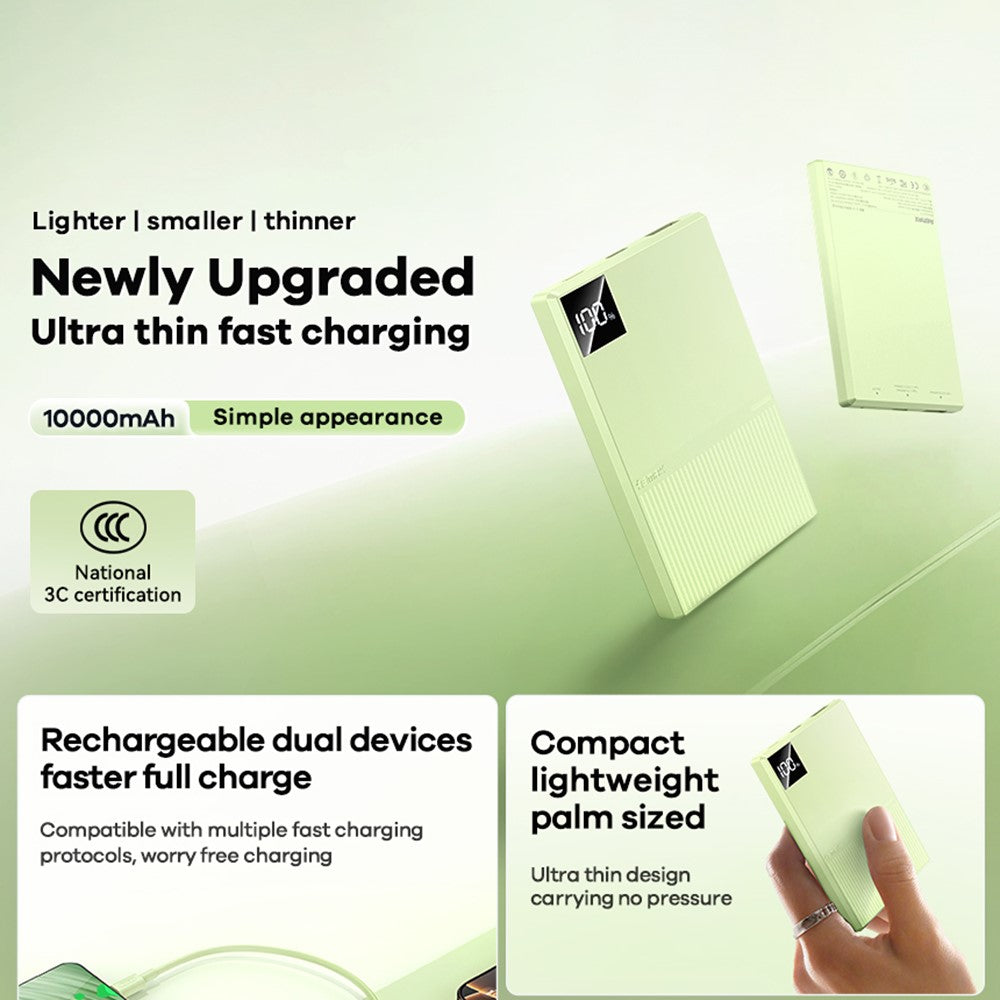 REMAX FP-8 10000mAh Power Bank Ultra Thin 22.5W Fast Charging Portable Charger with LED Digital Display