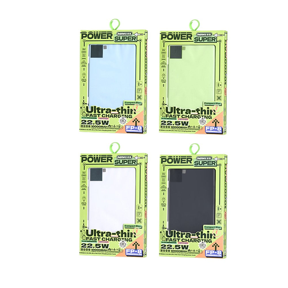 REMAX FP-8 10000mAh Power Bank Ultra Thin 22.5W Fast Charging Portable Charger with LED Digital Display