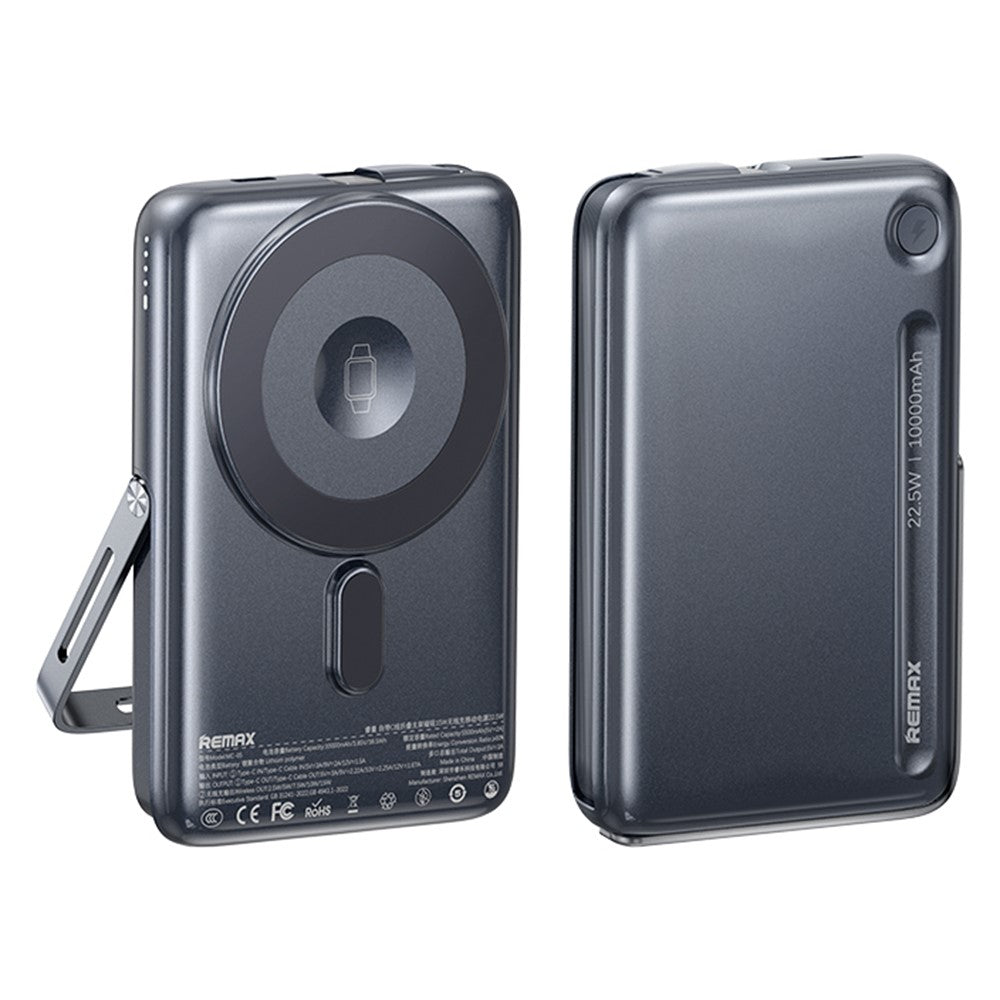 REMAX MC-05 Power Bank 10000mAh 22.5W Fast Charging Magnetic Wireless Charger 15W with Foldable Stand and Type-C Cable