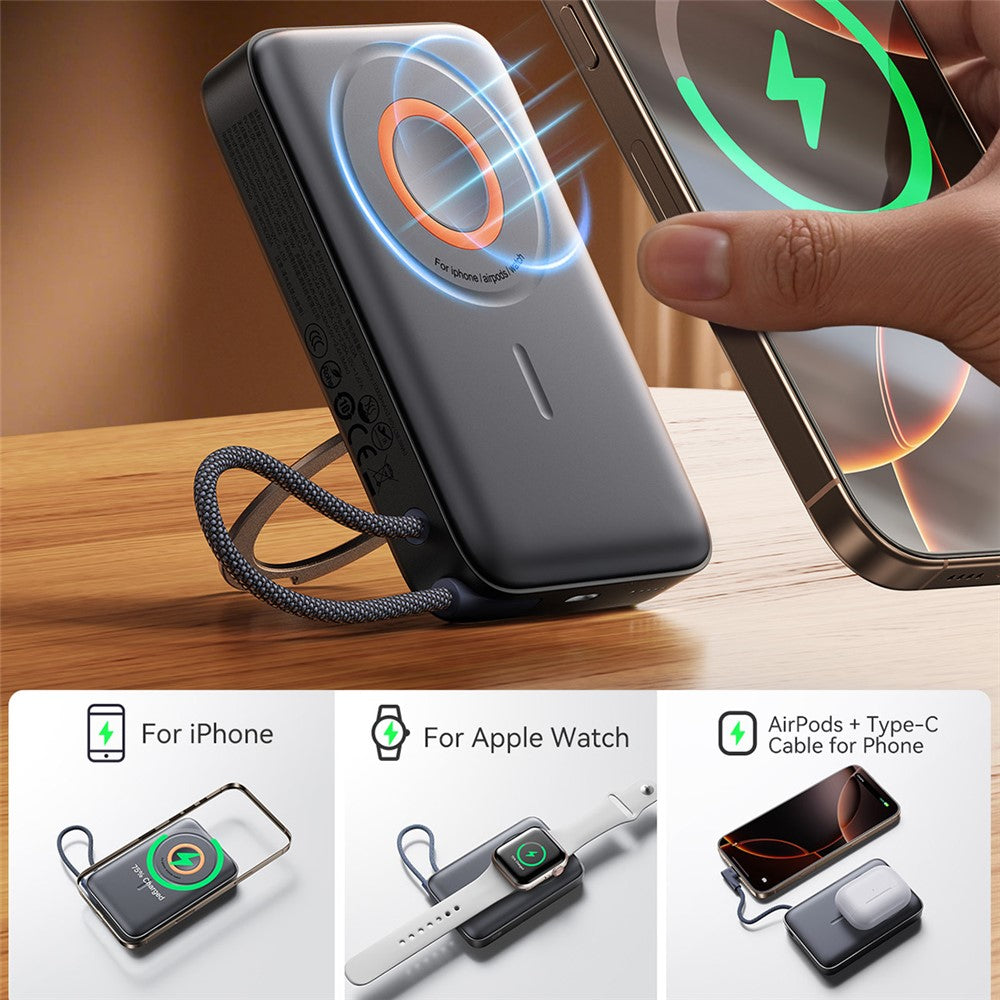 JOYROOM JR-PBM02 22.5W Super Fast Charging 3 in 1 Magnetic Wireless Charger 10000mAh Power Bank with Type-C Cable