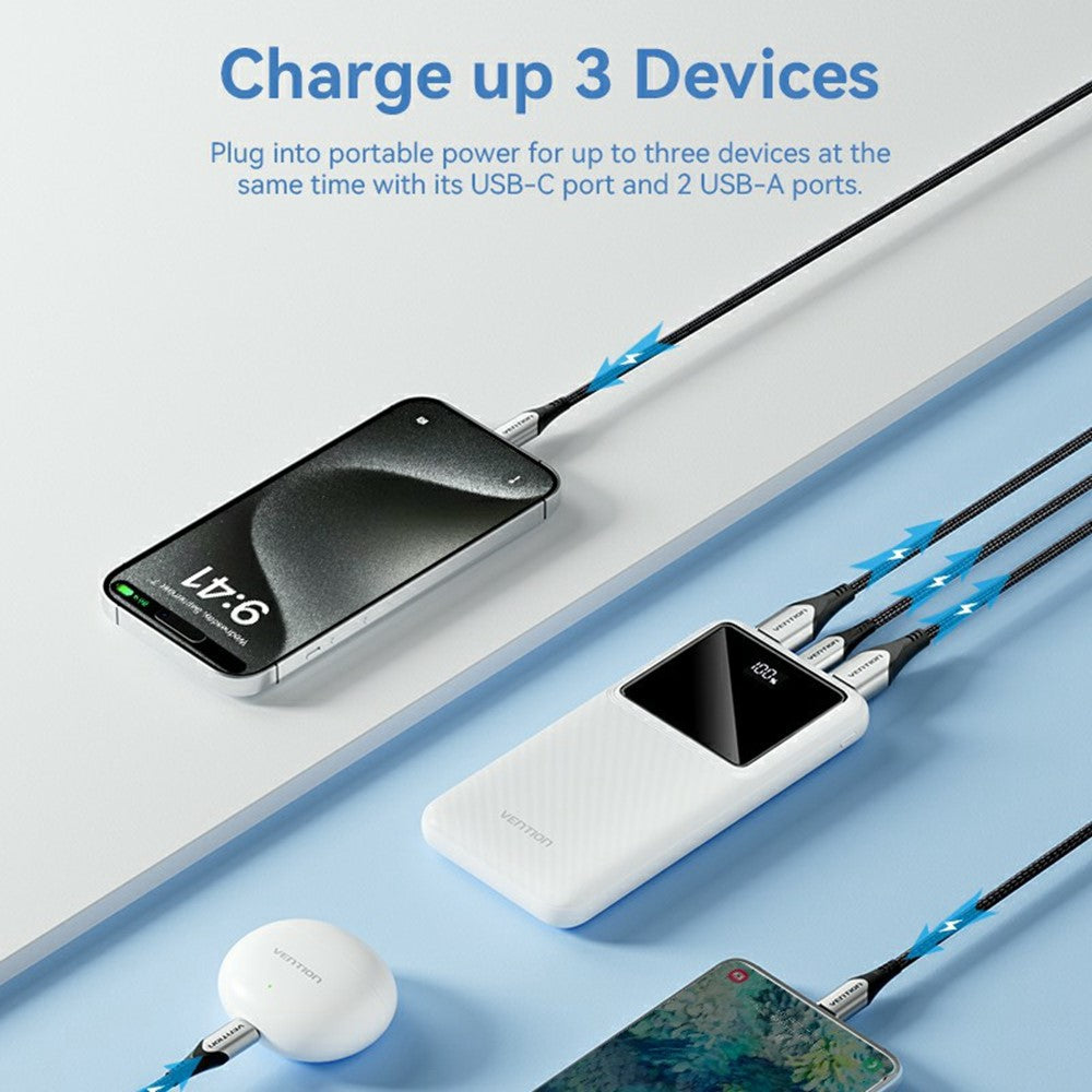 VENTION FHK Series 10000mAh 22.5W Power Bank Digital Display Portable Phone External Battery