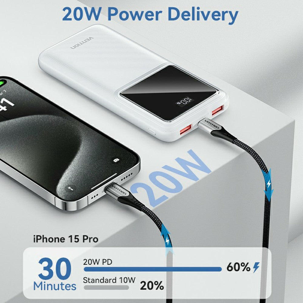 VENTION FHK Series 10000mAh 22.5W Power Bank Digital Display Portable Phone External Battery