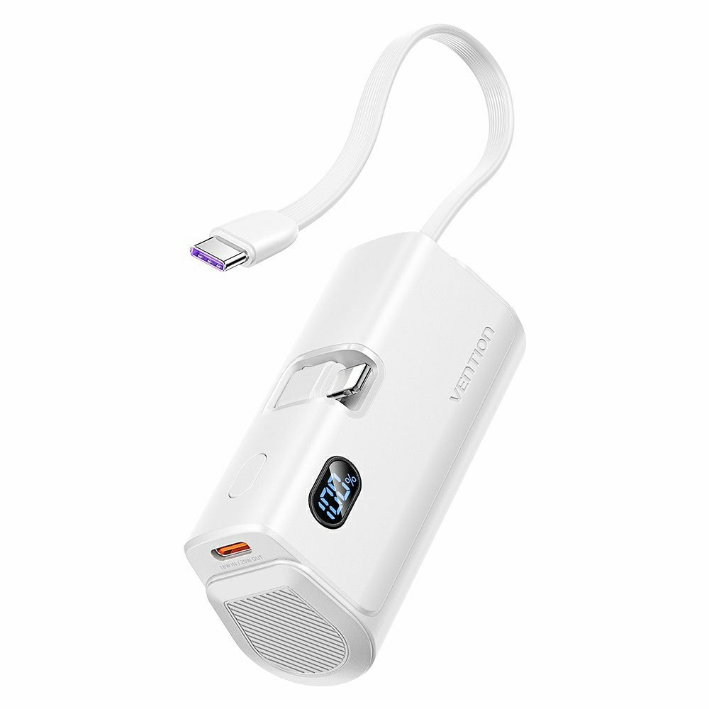 VENTION FHR Series 4800mAh Power Bank 22.5W Fast Charging Portable Charger with Foldable iP Plug and Type C Cable