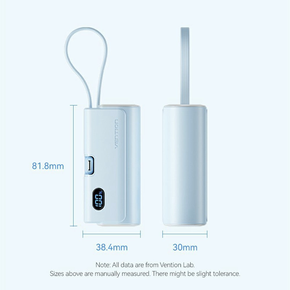 VENTION FHR Series 4800mAh Power Bank 22.5W Fast Charging Portable Charger with Foldable iP Plug and Type C Cable